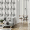 Crown Wallcoverings Kirby Oval Geo Wallpaper Charcoal M1639