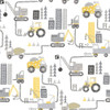 Galerie Tiny Tots 2 Construction Wallpaper - G78362 - Yellow / Greige