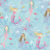 Galerie Tiny Tots 2 Mermaids Wallpaper - G78392 - Turquoise / Hot Pink / Glitter