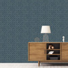 Galerie Texstyle Block Flock Wallpaper - G56582 - Turquoise / Navy / Metallic Ink