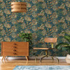 Holden Decor Aralia Wallpaper - 36114 - Teal / Orange