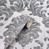 Fine Decor Milano Traditional Glitter Damask Wallpaper Sliver / Grey M95585