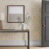 Morris & Co Pimpernel Cochineal Pink wallpaper used in interior showing flowing floral pattern in soft pink tones on walls