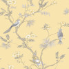 Galerie Secret Garden Classic Bird Trail Wallpaper - G78494 - Yellow / Greys