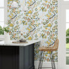 Sanderson Chinoiserie Hall Wallpaper - 217112 - Dawn Blue / Persimmon