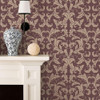 Galerie Leaf Damask Wallpaper - G34116 - Red