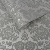 Graham & Brown Gothic Damask Flock Wallpaper - 104564 - Grey / Silver