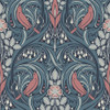 Galerie Bird Scroll Wallpaper - ET12222 - Blue / Coral