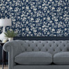 Laura Ashley Rye Wallpaper - 119854 - Midnight Seaspray Blue
