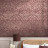 William Morris at Home - Strawberry Thief Fibrous Wallpaper - 124235 - Burgundy