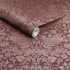 William Morris at Home - Strawberry Thief Fibrous Wallpaper - 124235 - Burgundy
