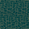 Casamance Cinetique Wallpaper - 76292956 - Teal Green / Gold