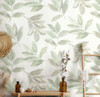 Galerie Twig Leaf Wallpaper - 34708 - White / Green