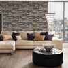 Galerie Petrified Paradise Brick Effect Wallpaper - BB51113 - Pink Red / Brown / Grey