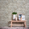 Galerie Shabby Chic Stone Wall Effect Wallpaper - BB51130 - Beige / Grey