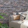 Galerie Rustic Natural Stone Wall Effect Wallpaper - BB51132 - Soft Grey / Pink