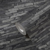 Galerie Slate Stone Wall Brick Effect Wallpaper - BB51146 - Grey / Black