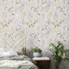 Crown Wallcoverings Mariko Floral Wallpaper - M1551 - Grey / Yellow