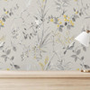 Crown Wallcoverings Mariko Floral Wallpaper - M1551 - Grey / Yellow