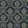 Galerie - Classic Damask Wallpaper - CI38213 - Navy Blue / Gold