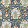 Morris & Co - Iris & Rose Wallpaper - 217568 - Indigo / Thyme