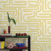 Feature wall Holden Decor Brushed Geo Wallpaper 14231 Ochre geometric design