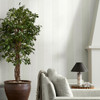 Baroque Flock Natural Wallpaper Styled in Living Room Interior