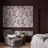 Allurium Pink Wallpaper Styled in Bedroom Interior