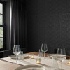 Feature wall Graham & Brown Moire Wallpaper 142361 Charcoal styled living room
