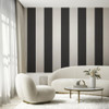 Half Stripe Black Wallpaper Styled in Living Room Interior