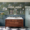 Bodenham Heritage Green Wallpaper Styled in Bathroom Interior