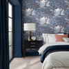 Bodenham Twilight Wallpaper Styled in Bedroom Interior