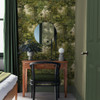 Benmore Ridge Lush Green Wallpaper Styled in Bedroom Interior