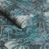 Dark Tropical Jungle Wallpaper in Twilight Blue Tones