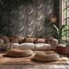 Flowing Leaf Wallpaper - HZ62065 - Beige / Brown / Metallic