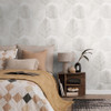Palm Leaf Wallpaper - HZ62076 - Grey / Metallic / White
