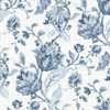 Laura Ashley Adwick Trail wallpaper in Dark Seaspray with blue floral trail on white