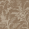 Grandeco Prairie Wallpaper A84304 Chocolate showing flowing grass and botanical silhouettes on a rich brown textured background.