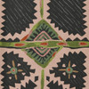 Harlequin Brocha Wallpaper 113362 Blush Charcoal featuring geometric medallion motifs in charcoal on a blush pink background with green accents.
