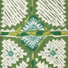 Harlequin Brocha Wallpaper 113363 Forest Azul featuring geometric medallion motifs in forest green with blue accents.