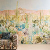Wide view of Harlequin Saltillo Grounded Succulent Haze wallpaper showcasing expansive desert landscape mural across the wall.