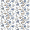 Harlequin Indienne Wallpaper 113375 Indigo Birch featuring trailing floral vines in indigo blue on a soft birch background.