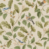 Crown Wallcoverings Oakleigh Trail M1882 Natural featuring birds perched on oak branches with green leaves and acorns.