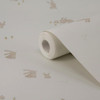 Little Dutch Baby Bunny Brown White wallpaper roll close-up showing delicate rabbit pattern.
