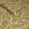Made Varri Ochre wallpaper roll close-up showing cream looping line pattern on ochre background.