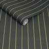 Made Kyria Navy Mint Stripe wallpaper roll close-up showing slim mint stripe pattern.