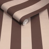 Made Demi Mocha Wide Stripe wallpaper roll close-up showing wide vertical stripe design.