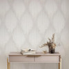 Galerie - Fashion Icon Stripes Wallpaper - Shimmer Beige / Grey - 35801