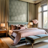 Galerie soft green stripe wallpaper bedroom interior styling