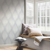 Galerie - Fashion Icon Stripes Wallpaper - Shimmer White / Grey - 35807